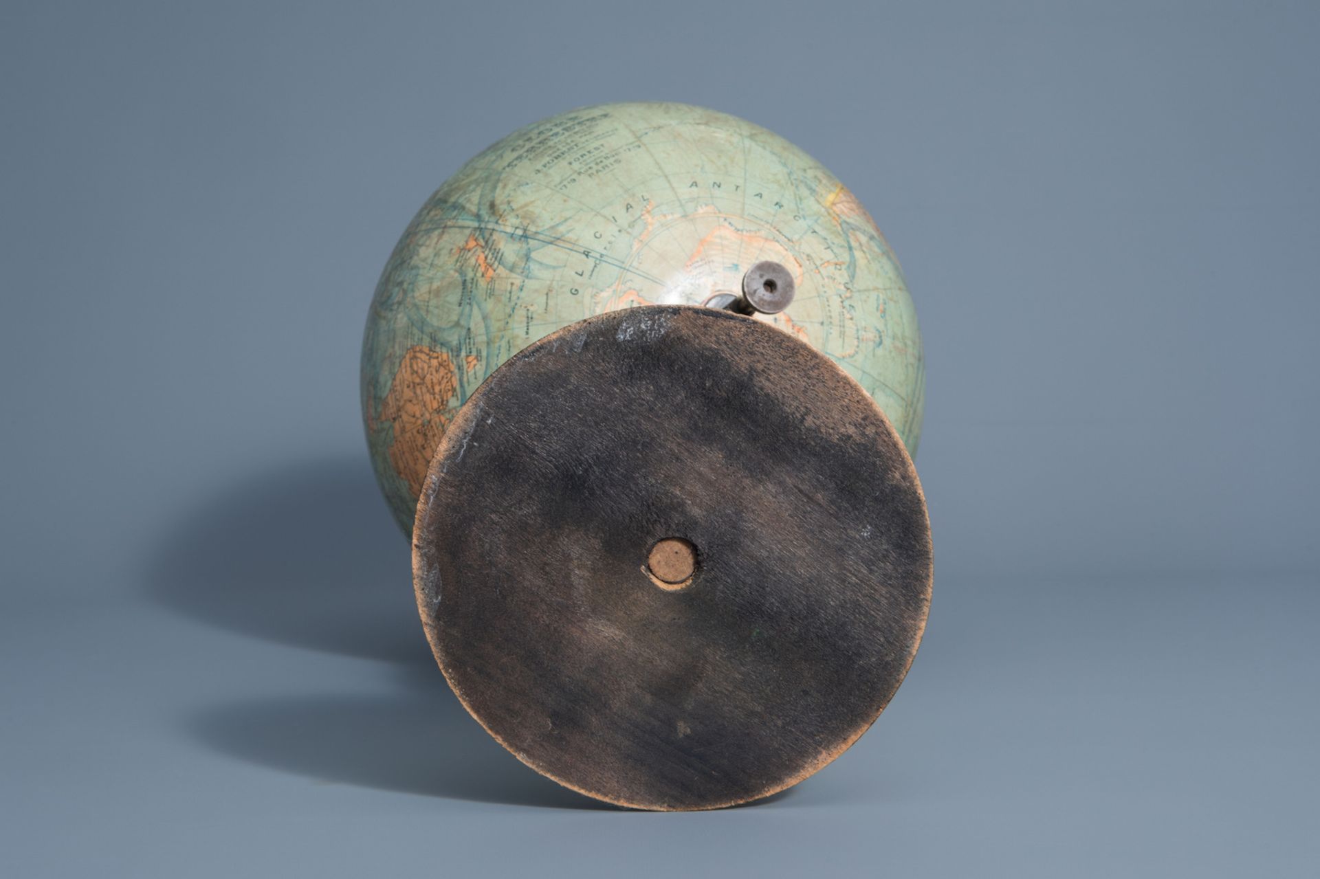 A Joseph Forest globe on an ebonized wooden base, France, about 1900 - Image 6 of 13