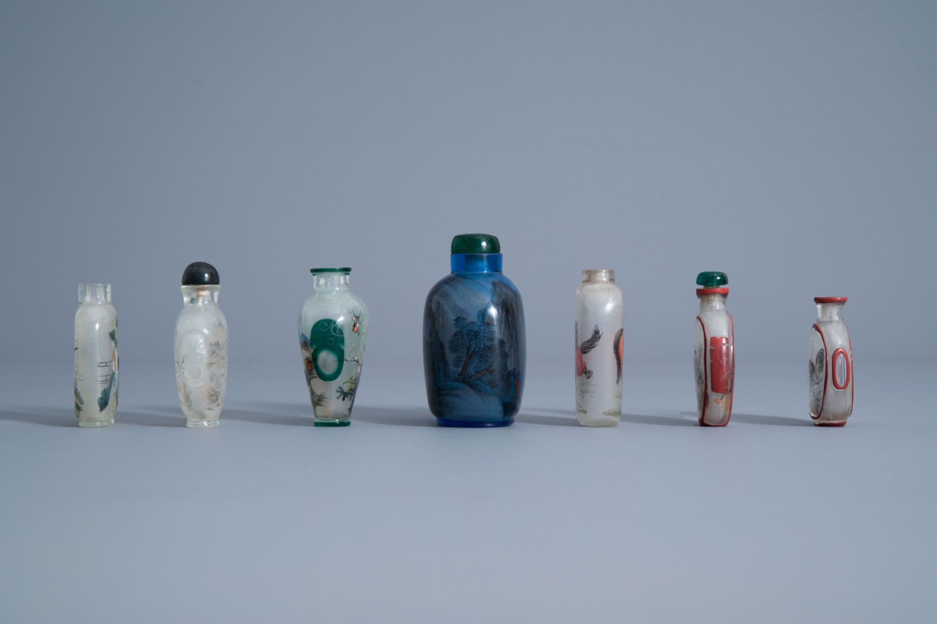 Thirteen Chinese inside-painted glass snuff bottles, 19th/20th C. - Image 3 of 13