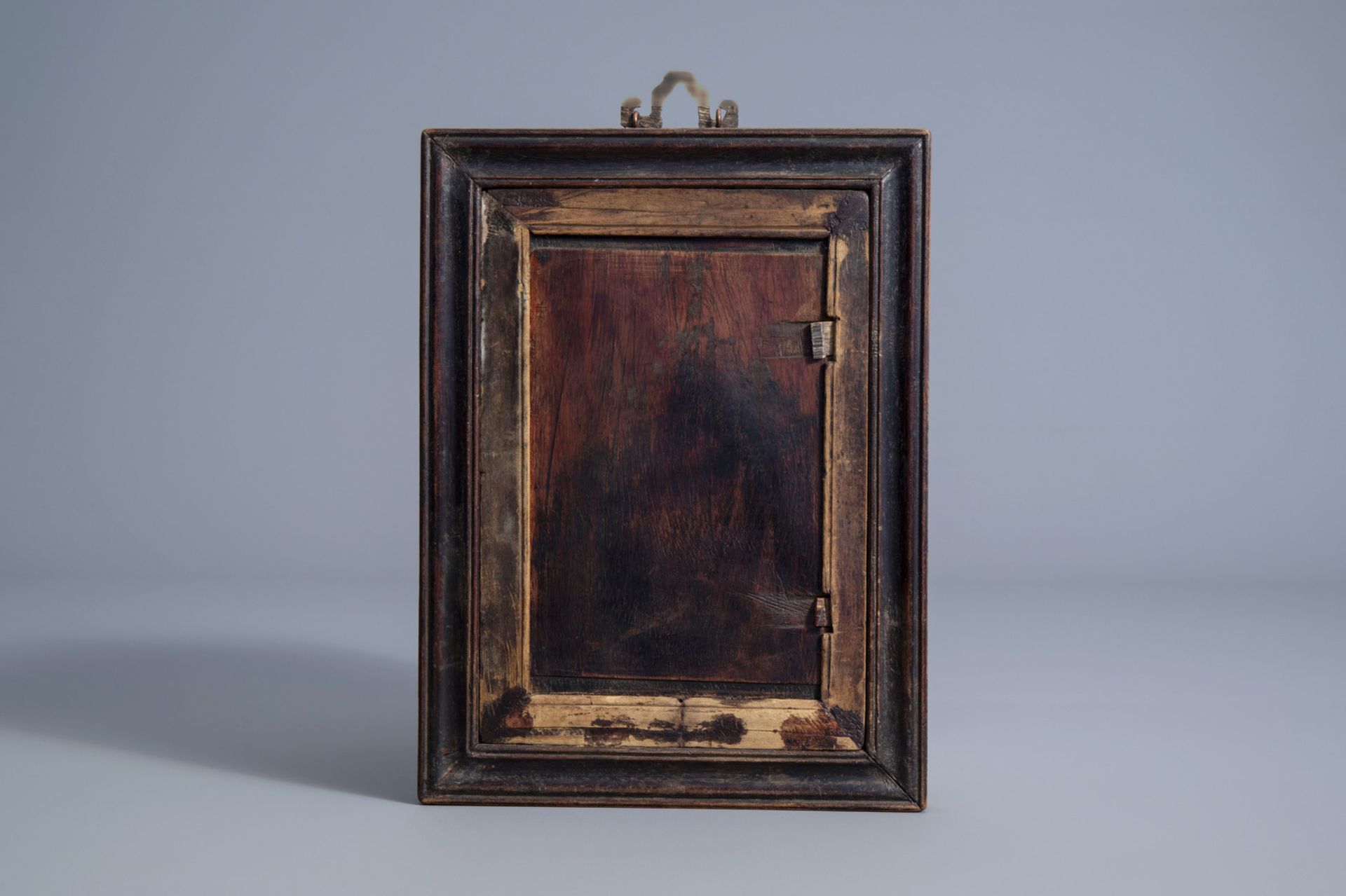 A Chinese black and white photographic portrait of a dignitary in a carved frame, dated 1901 - Image 3 of 6