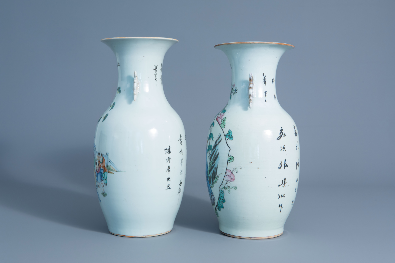 Two Chinese famille rose vases with figures in a garden, 19th/20thC. - Image 4 of 6