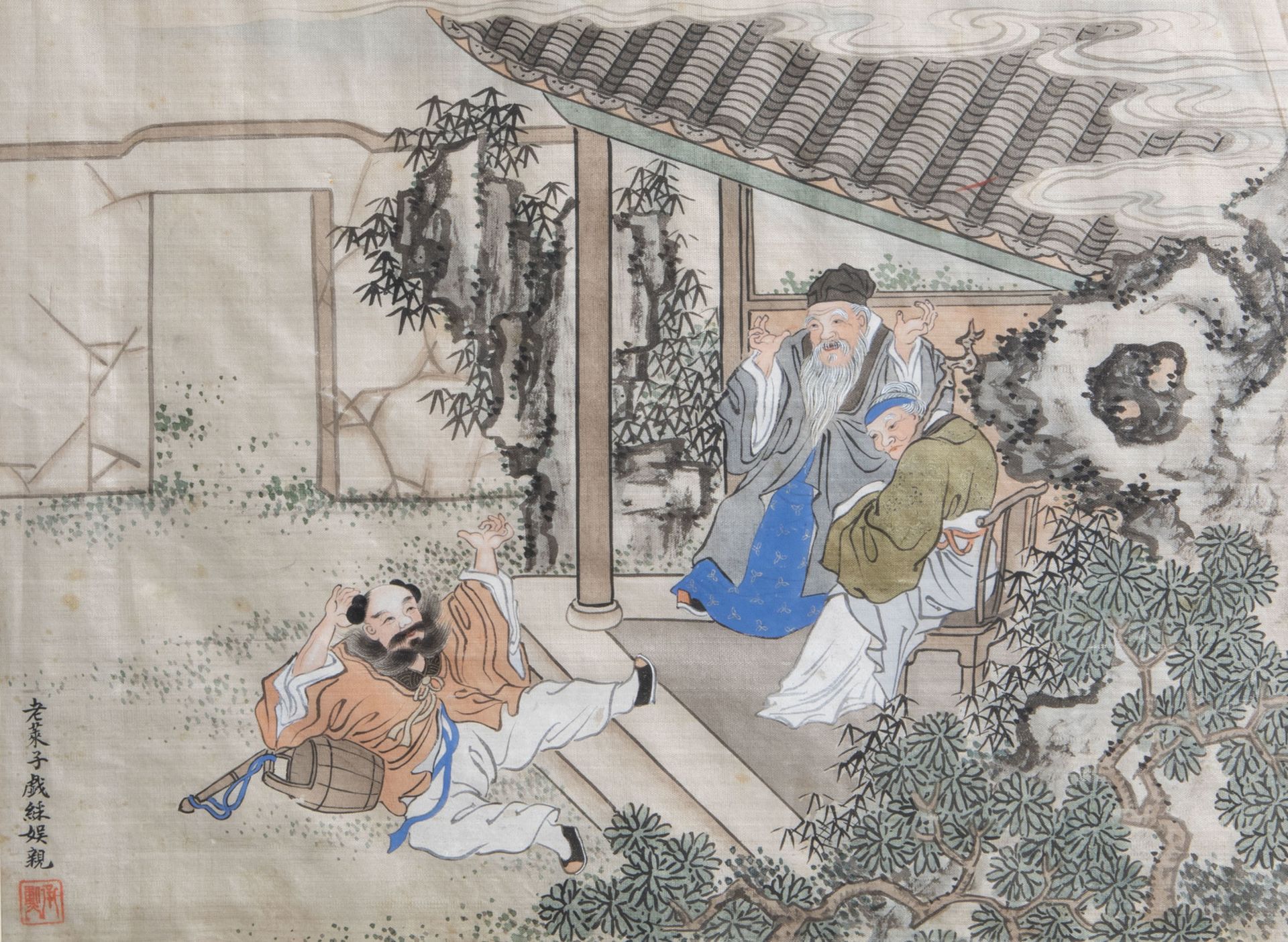 Chinese school, ink and colour on silk, 19th/20th C.: Two narrative scenes - Image 3 of 4