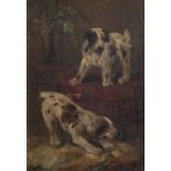 Henry Schouten (1857-1927): Dogs having fun, oil on canvas