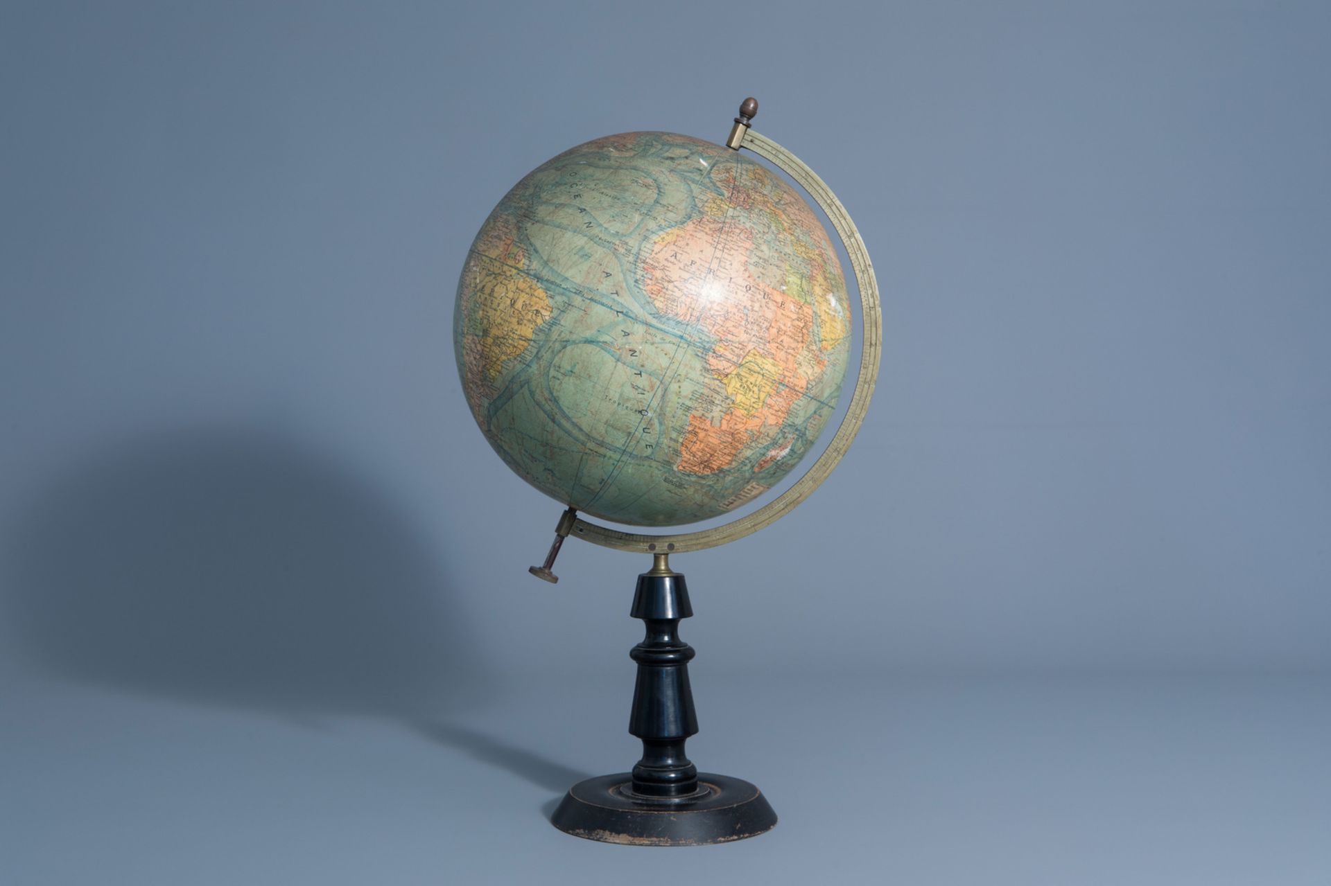 A Joseph Forest globe on an ebonized wooden base, France, about 1900 - Image 4 of 13