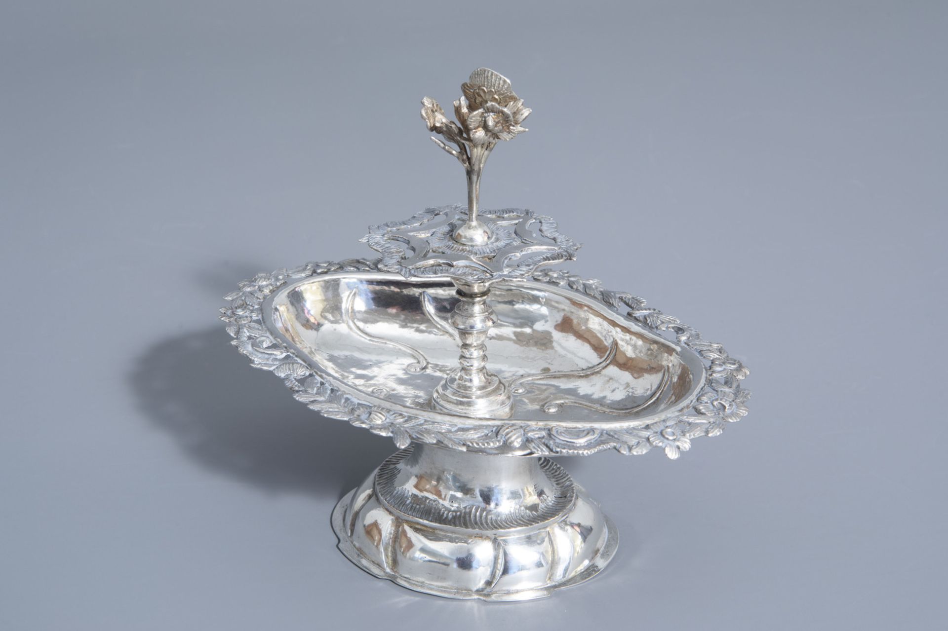 A silver centerpiece with floral design, Germany, probably Zwickau, maker's mark I.M. (?), 19th C.