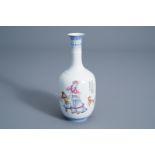 A Chinese famille rose vase with foreigners, Qianlong mark, 20th C.