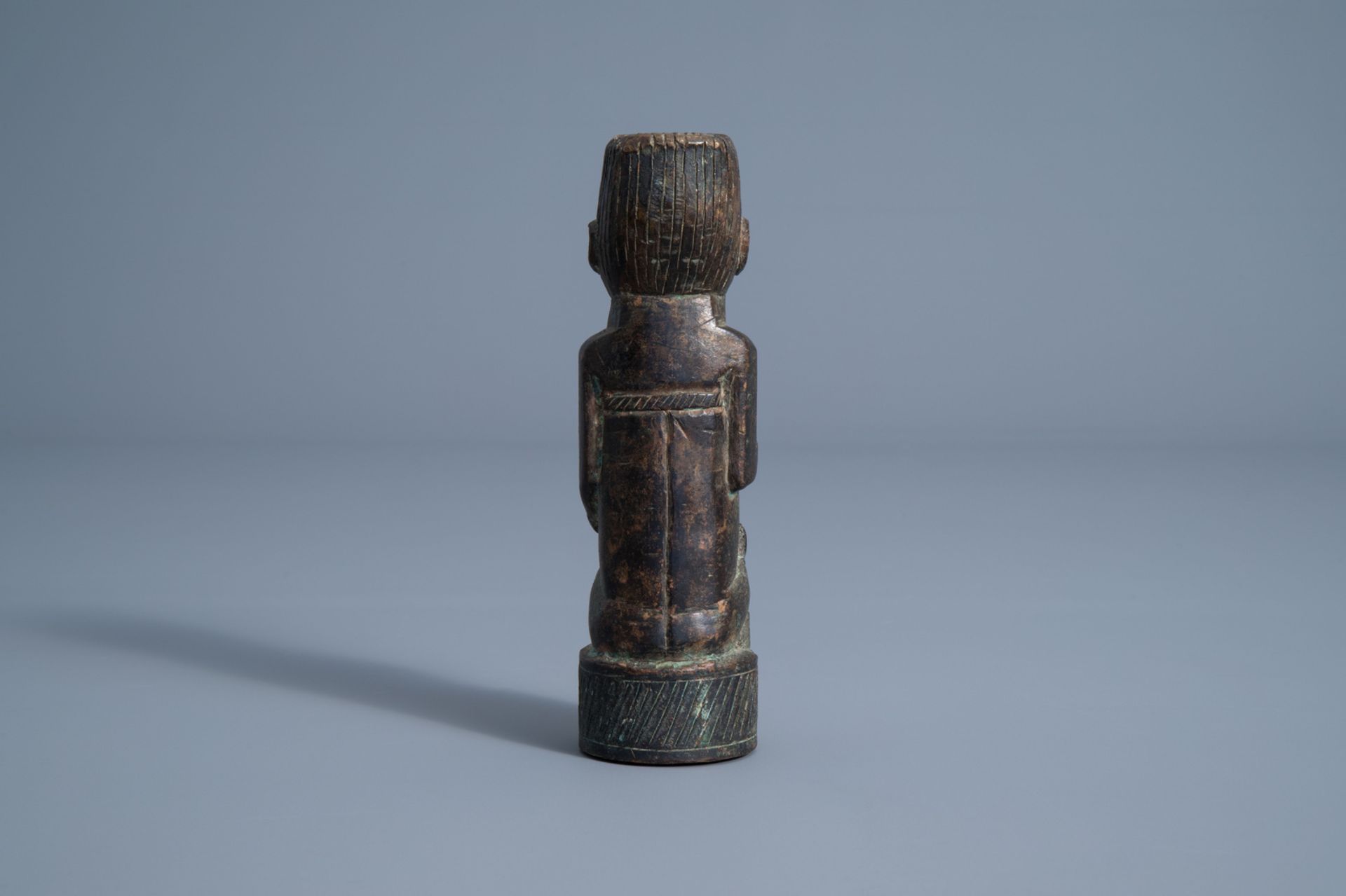 An African bronze group depicting mother and child and an Ashanti gold weight spoon, Ivory Coast and - Image 4 of 13