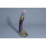 A large Venetian or Murano glass parrot figure with gold inclusions, Italy, 20th C.