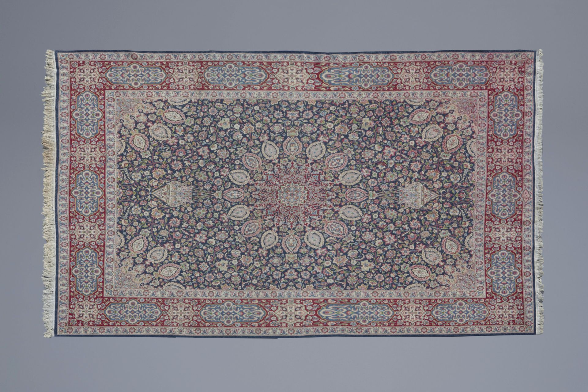 A fine Oriental rug with floral design, wool on cotton, Kerman Royal, 1940's - Image 2 of 3