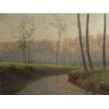 Lucien Foller (1869-1938): River landscape at dawn, oil on canvas, dated [19]05