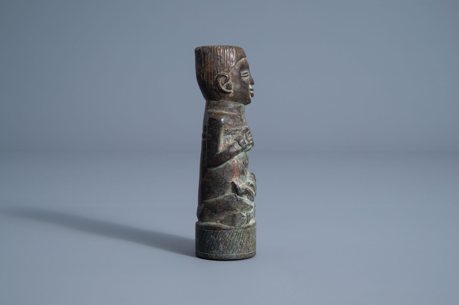 An African bronze group depicting mother and child and an Ashanti gold weight spoon, Ivory Coast and - Image 3 of 13