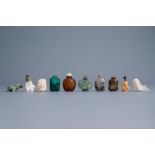 Ten various Chinese carved stone snuff bottles, 19th/20th C.