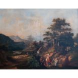 European school: Pastoral landscape, oil on canvas, 19th C.