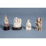 Four various Chinese carved figures, 19th/20th C.