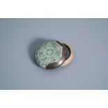 A Korean celadon seal paste box with floral design, probably Goryeo/Joseon, 14th/15th C.