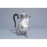 A silver Louis XV style 'armorial' coffee pot, Ath, maker's mark N.D., dated [17]66