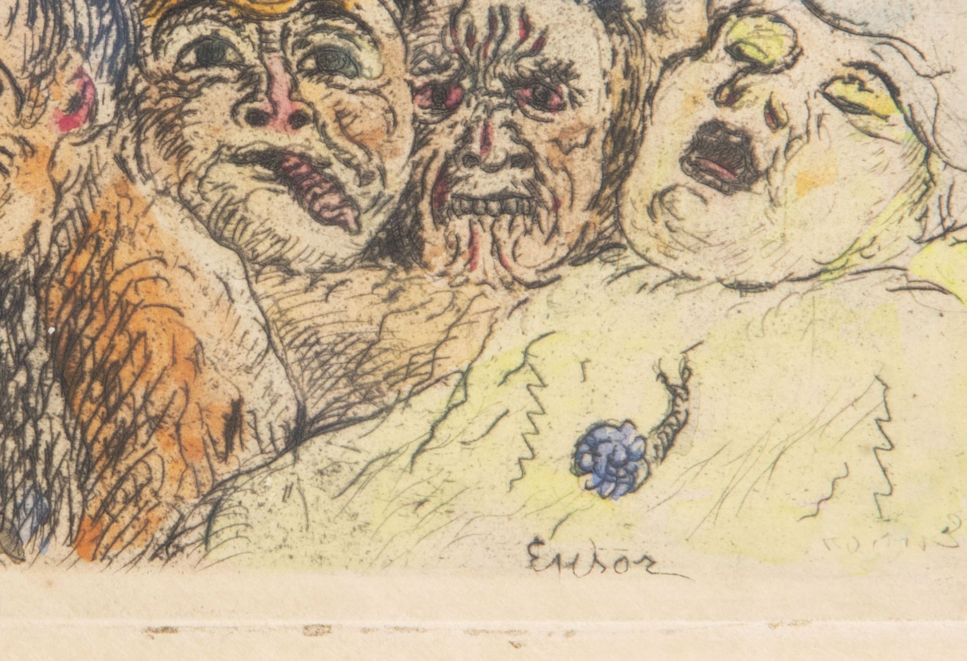 James Ensor (1860-1949): 'The deadly sins dominated by death', etching in colours, [1904] - Image 4 of 8