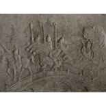 A Chinese carved stone bas-relief with a horse chariot on a bridge, 19th/20th C.