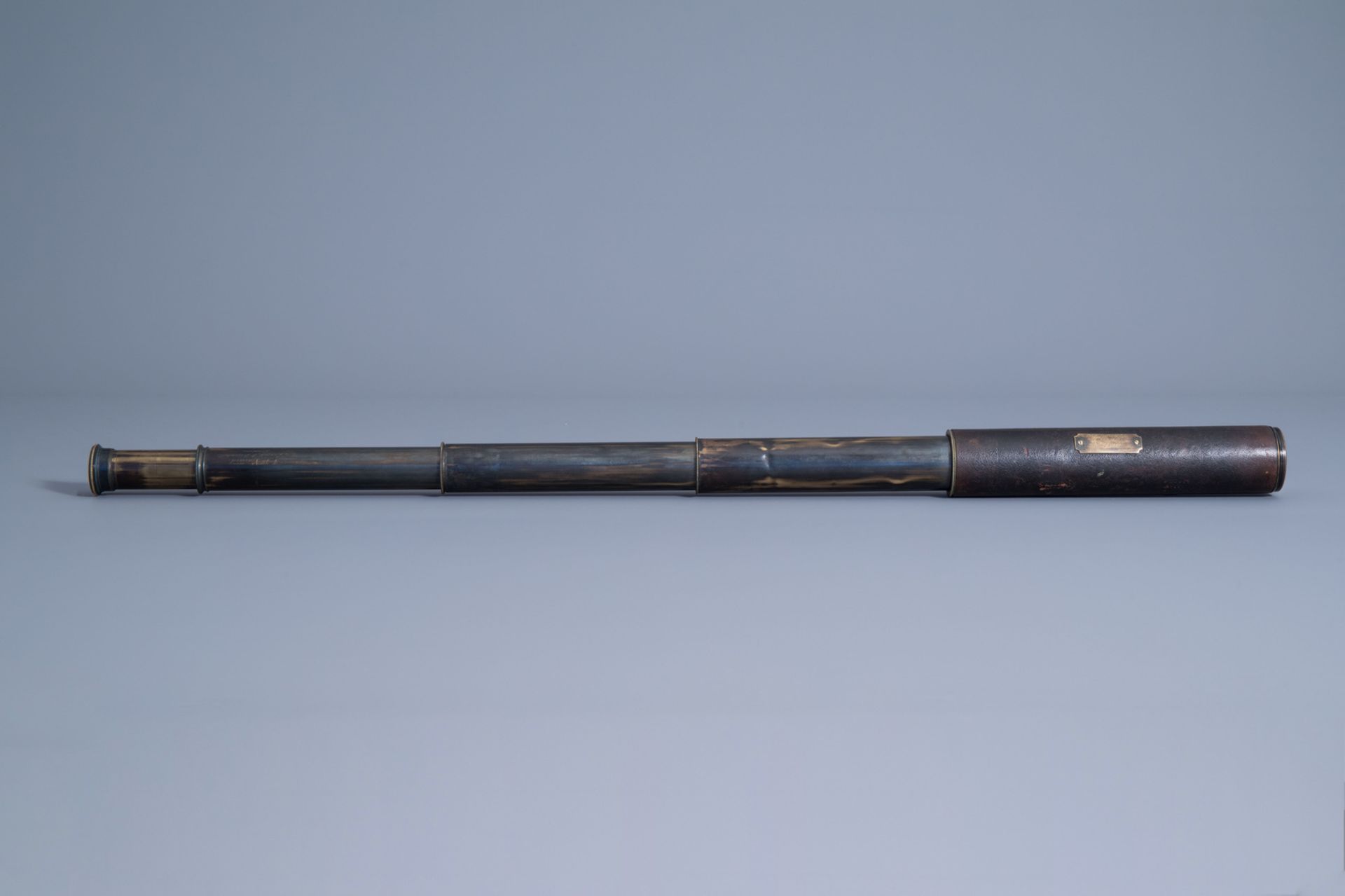 An English 'Lord Bury' telescope by J.H. Steward in the original leather upholstery, 19th C. - Bild 12 aus 17