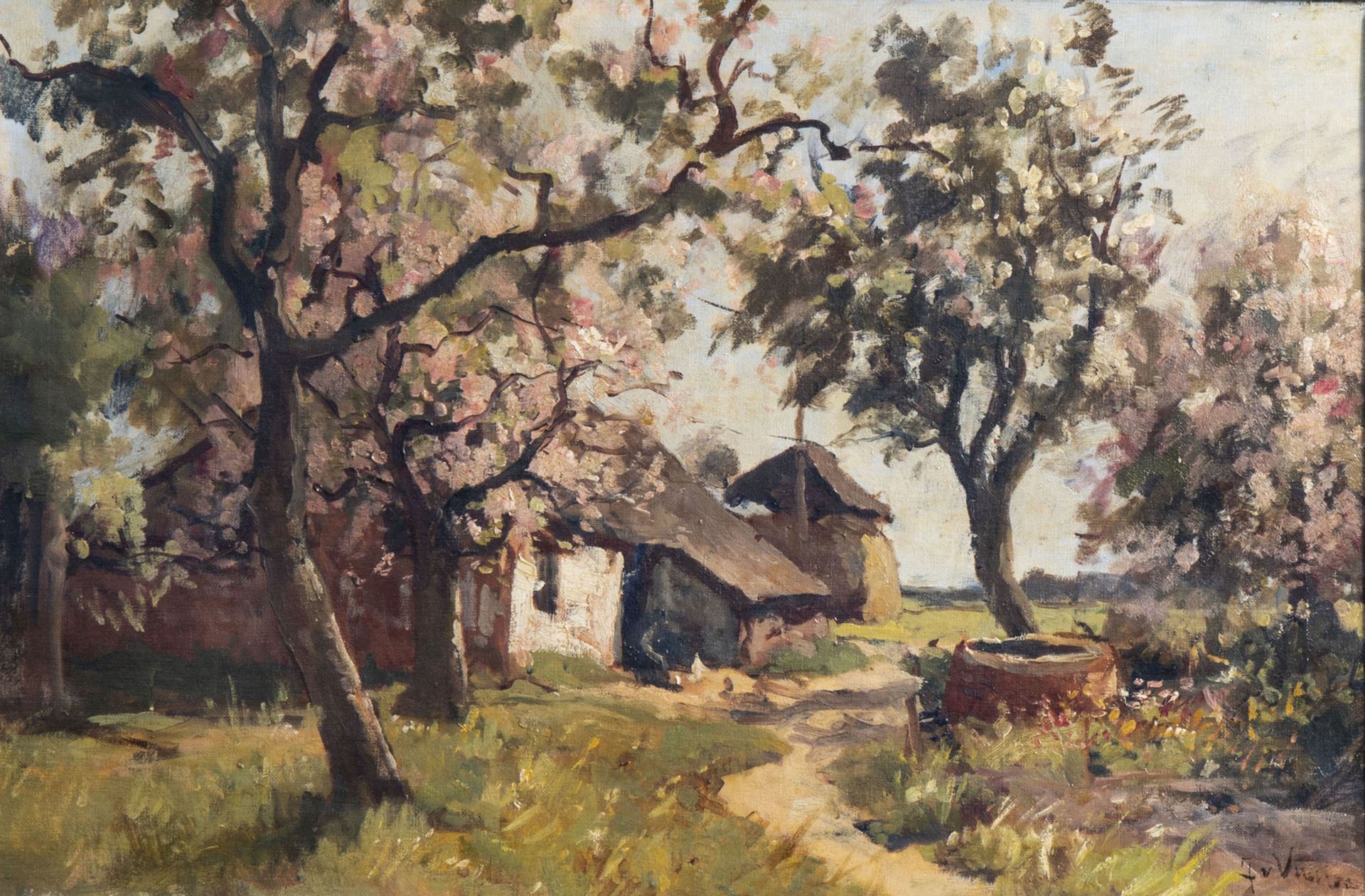 Jan Van Vuuren (1871-1941): Two sunlit farm views, oil on canvas - Bild 4 aus 6