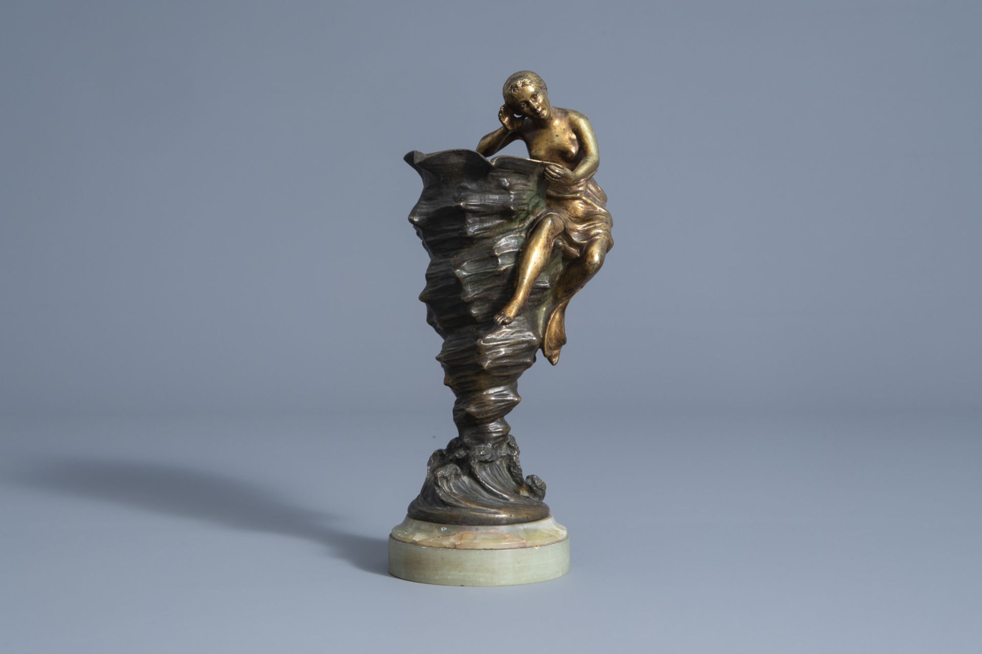 Joe Descomps (1869-1950): Rustling of the water, patinated bronze on an onyx marble base - Bild 2 aus 8