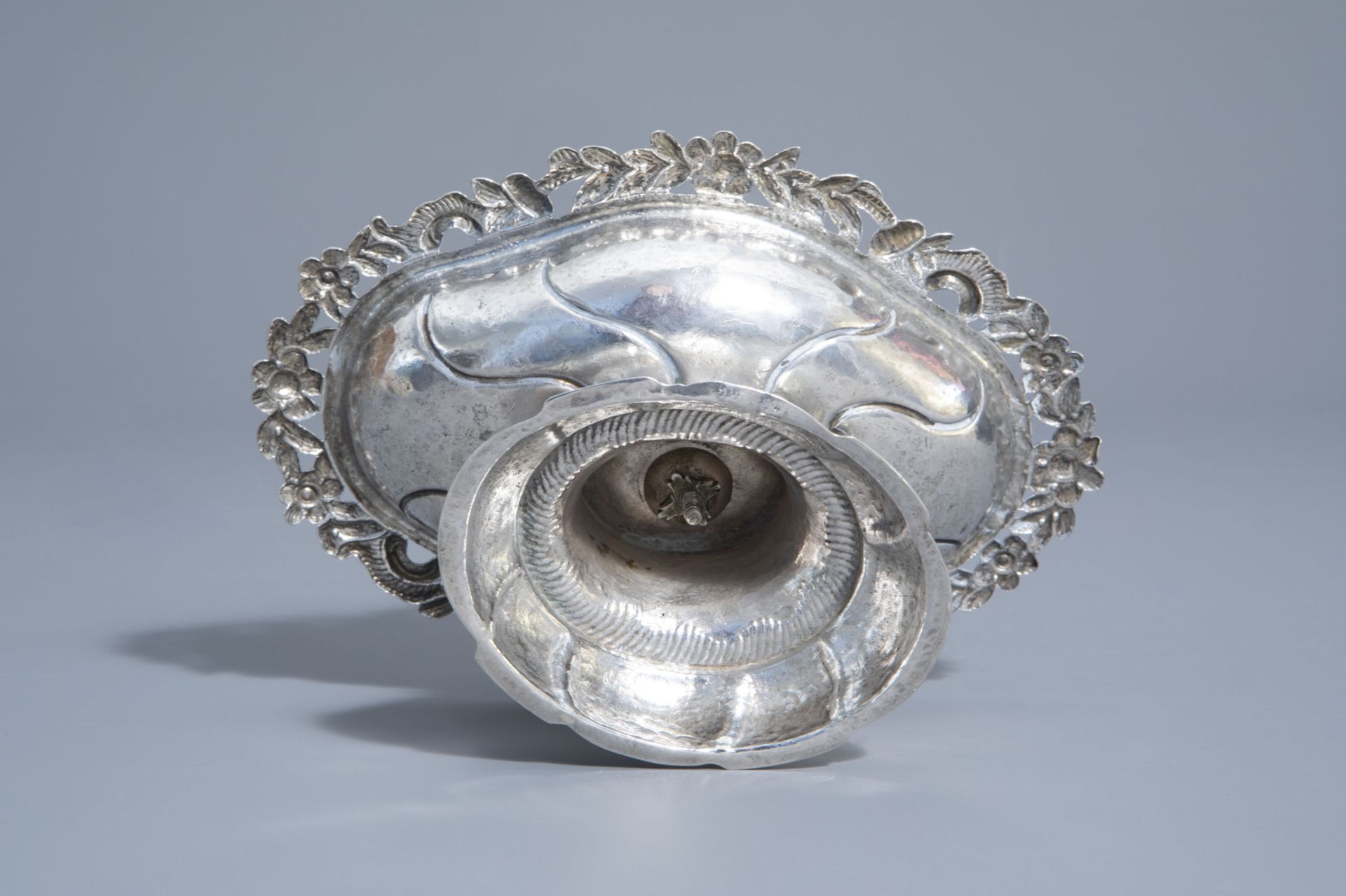 A silver centerpiece with floral design, Germany, probably Zwickau, maker's mark I.M. (?), 19th C. - Image 8 of 15
