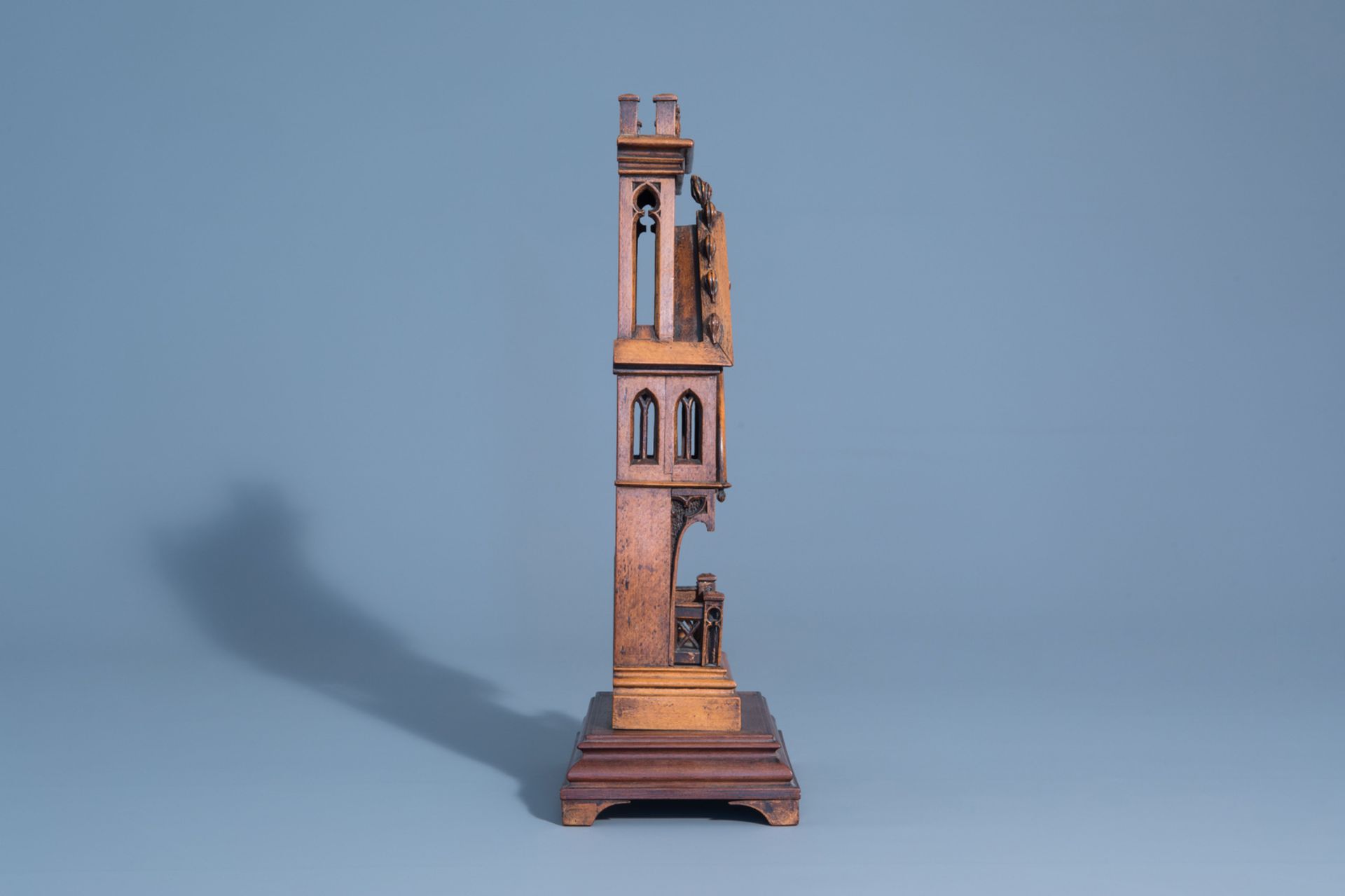 A wooden Gothic revival chapel shaped watch holder and a Ressurection of Christ, Holland, 19th/20th - Image 3 of 13