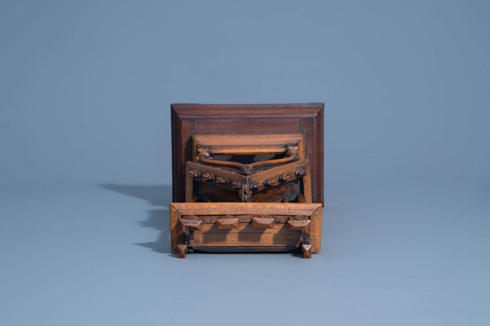 A wooden Gothic revival chapel shaped watch holder and a Ressurection of Christ, Holland, 19th/20th - Image 8 of 13