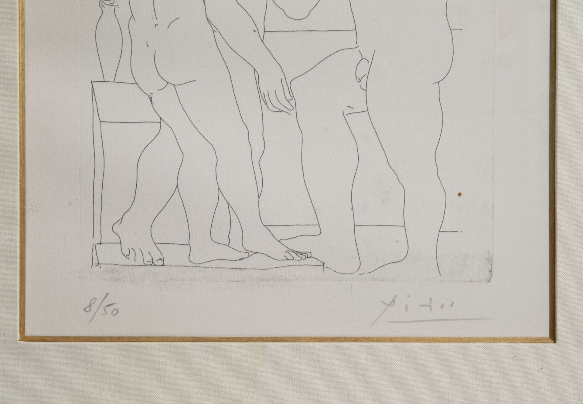 Pablo Picasso (1881-1973): 'Three nude men standing', etching, ed. 8/50 - Image 4 of 5