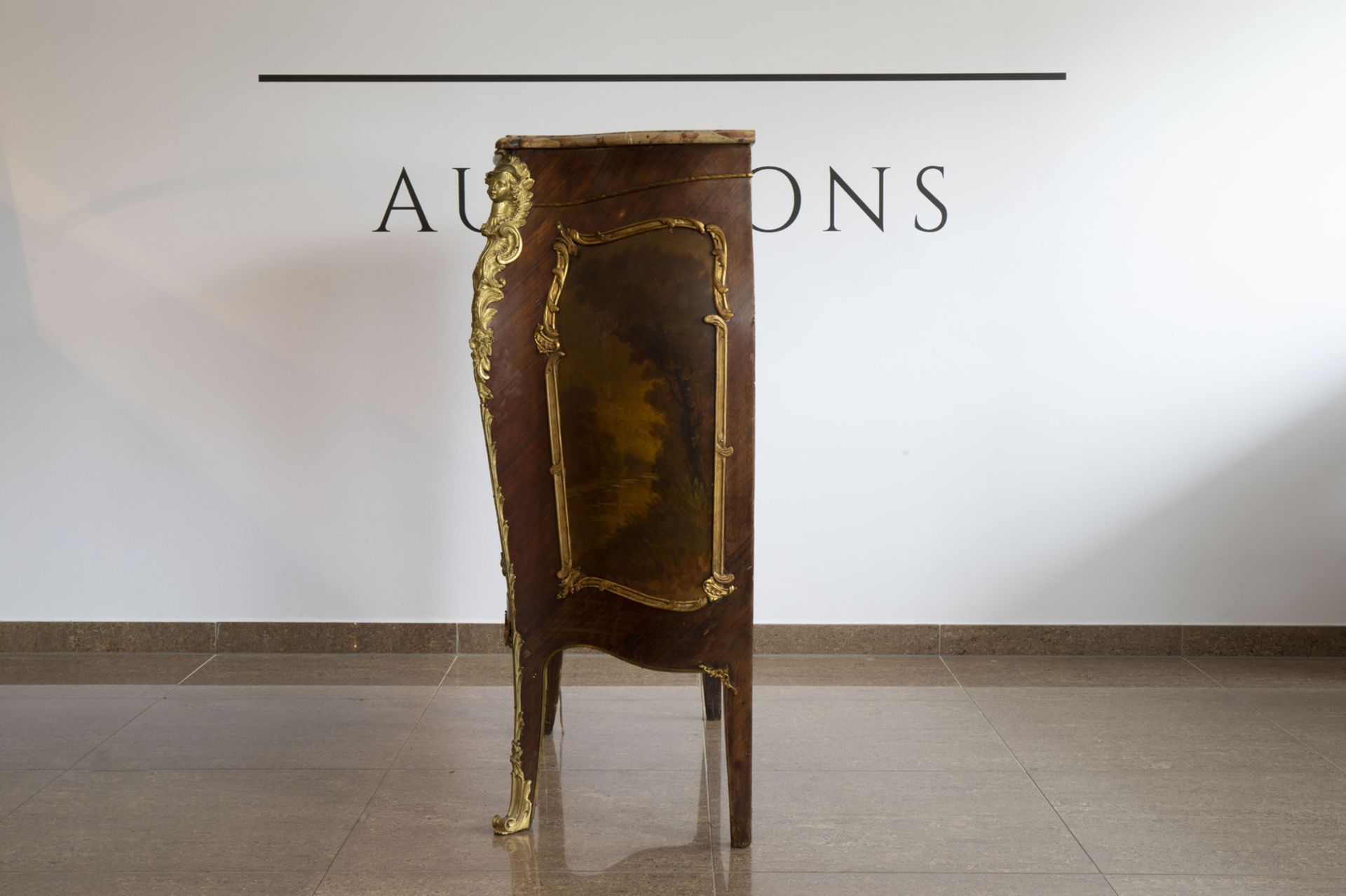 A French gilt bronze mounted Vernis Martin 'meuble d'appui' with brche d'Alep marble top, 19th/20th - Image 5 of 10