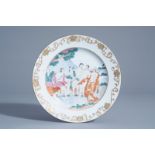 A Chinese famille rose 'The judgement of Paris' export plate, Qianlong