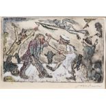 James Ensor (1860-1949, after): 'Anger', etching in colours, [1904]