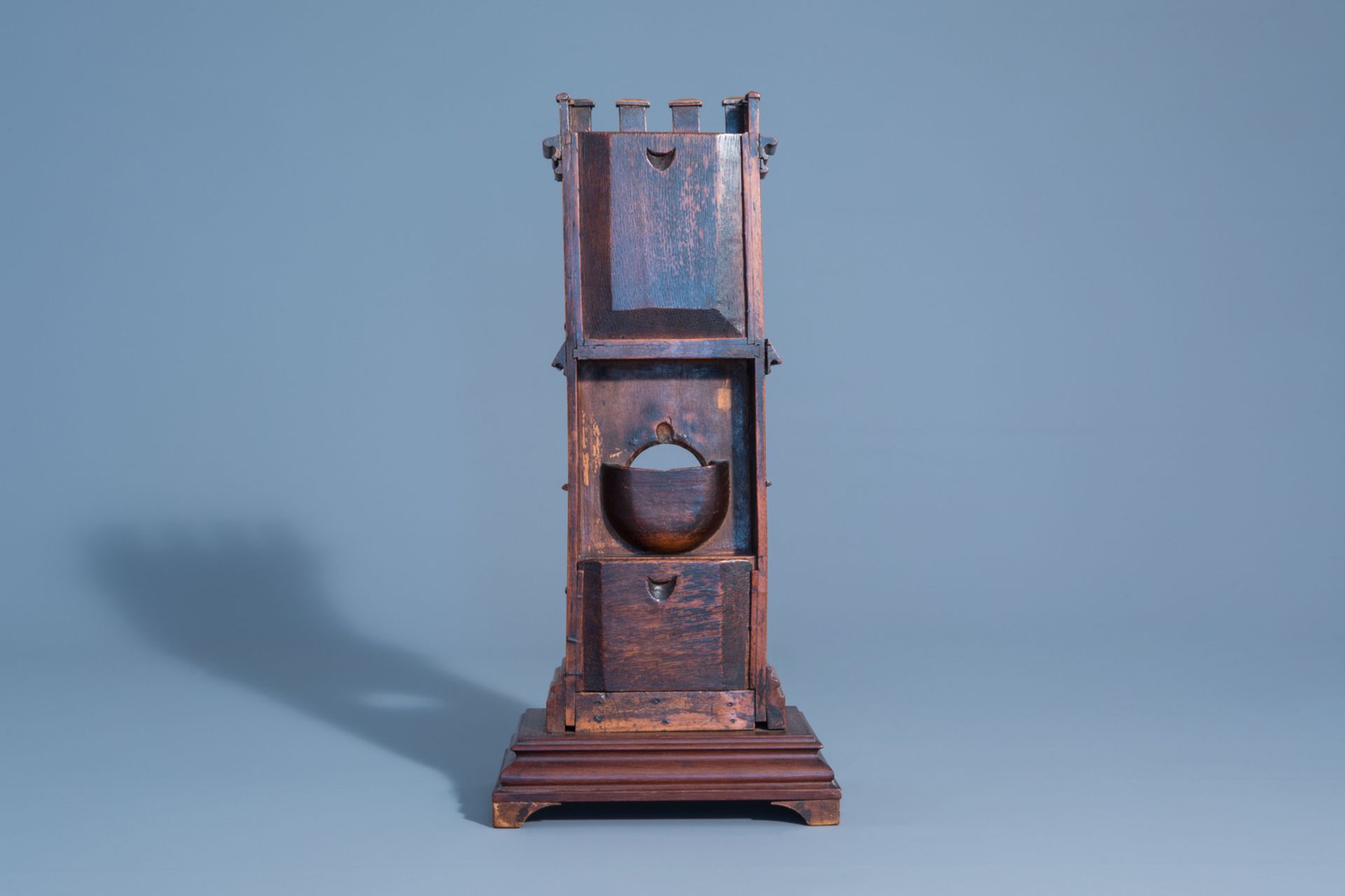 A wooden Gothic revival chapel shaped watch holder and a Ressurection of Christ, Holland, 19th/20th - Image 4 of 13