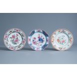 Three various Chinese famille rose plates, Yongzheng/Qianlong