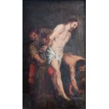 Flemish school: The flagellation of Christ, oil on panel, 17th C.