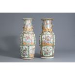 Two Chinese Canton famille rose vases, 19th C.