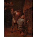 Flemish school, follower of David Teniers II (1610-1690): Pipe-smoking drinking brothers in an inter