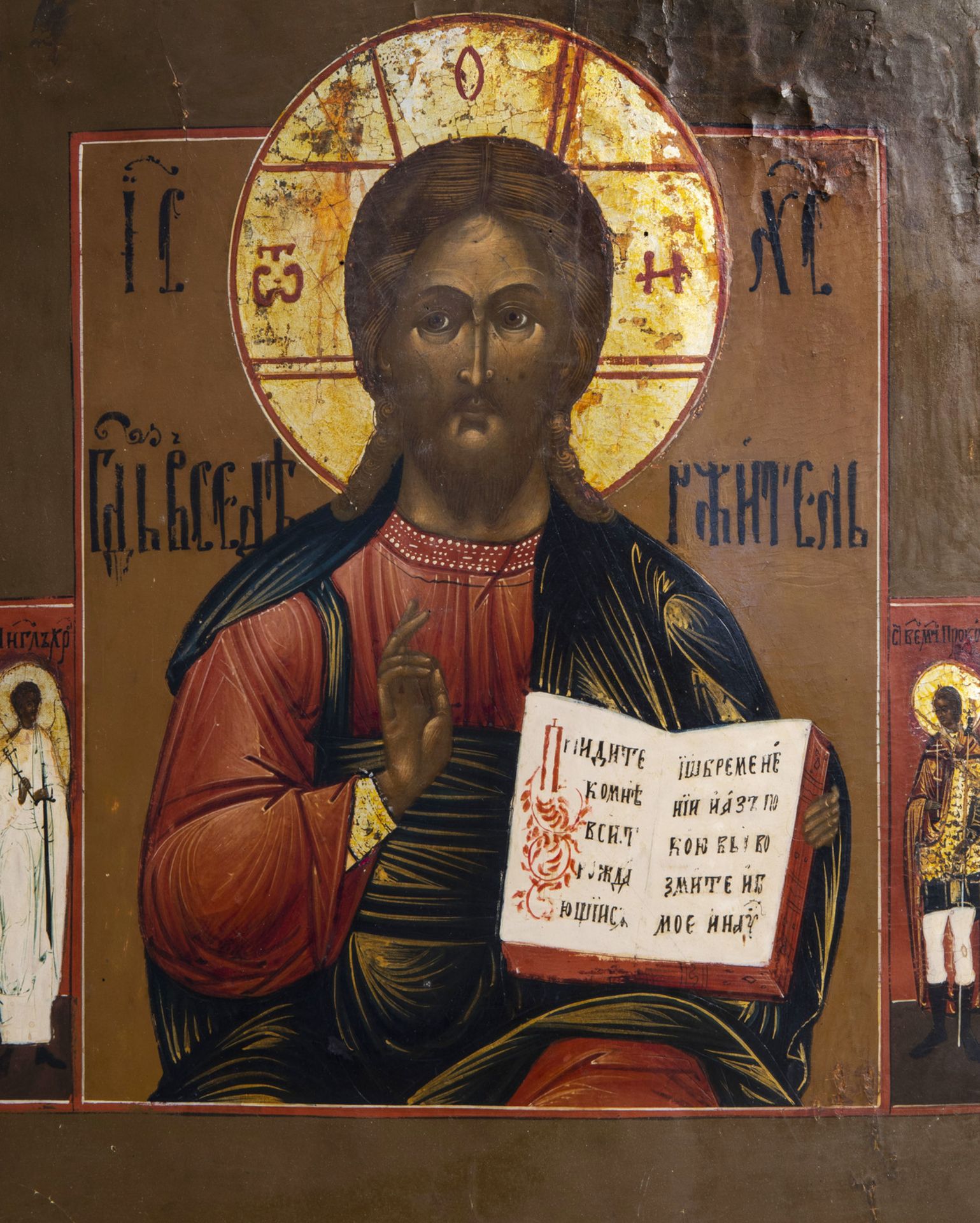 Two Russian icons, 'Christ Pantocrator' and 'Mother of God of the Sign', 19th C. - Bild 3 aus 5