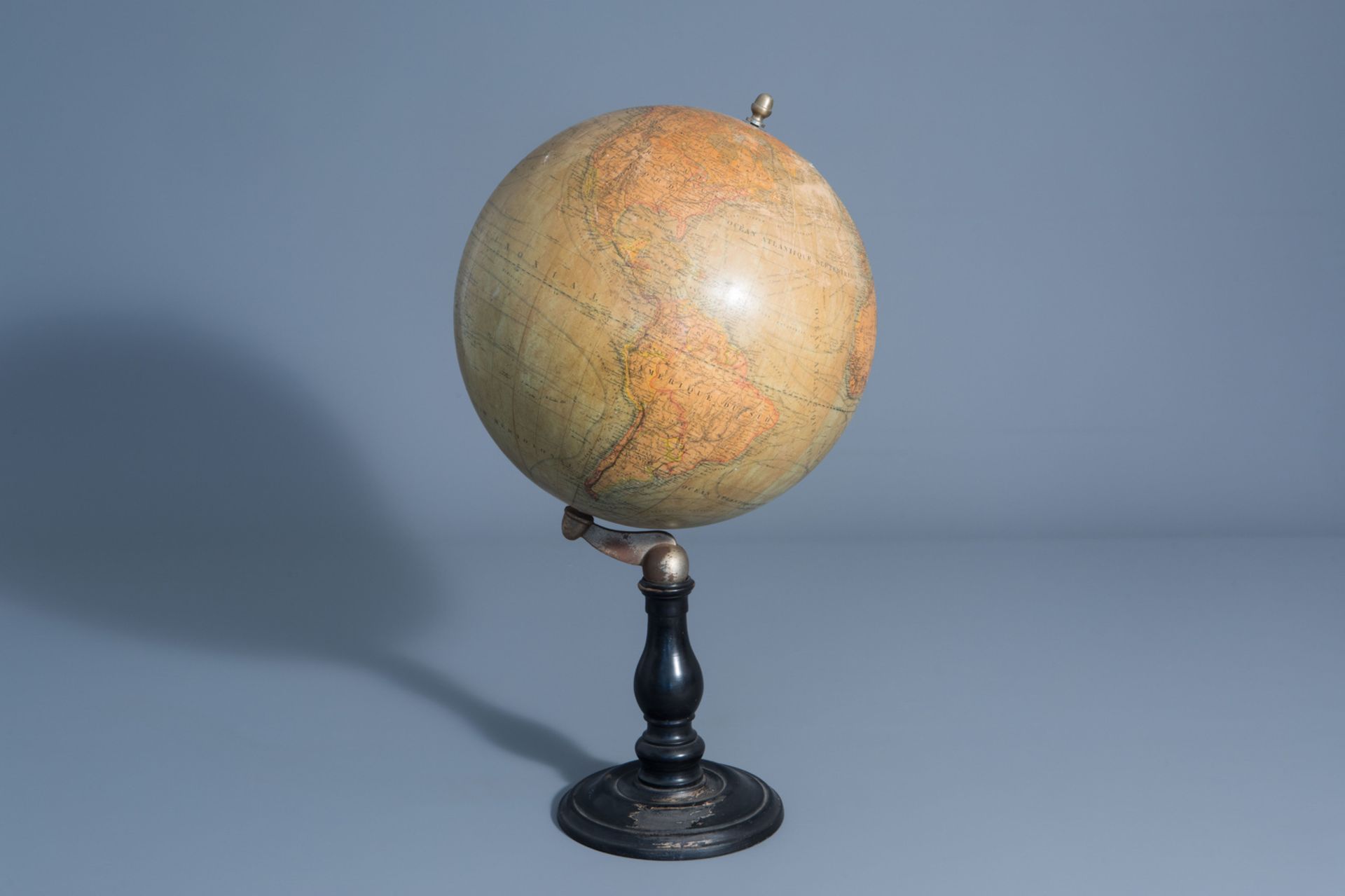 A Maison Delamarche globe on an ebonized wooden base, France, about 1900 - Image 2 of 20