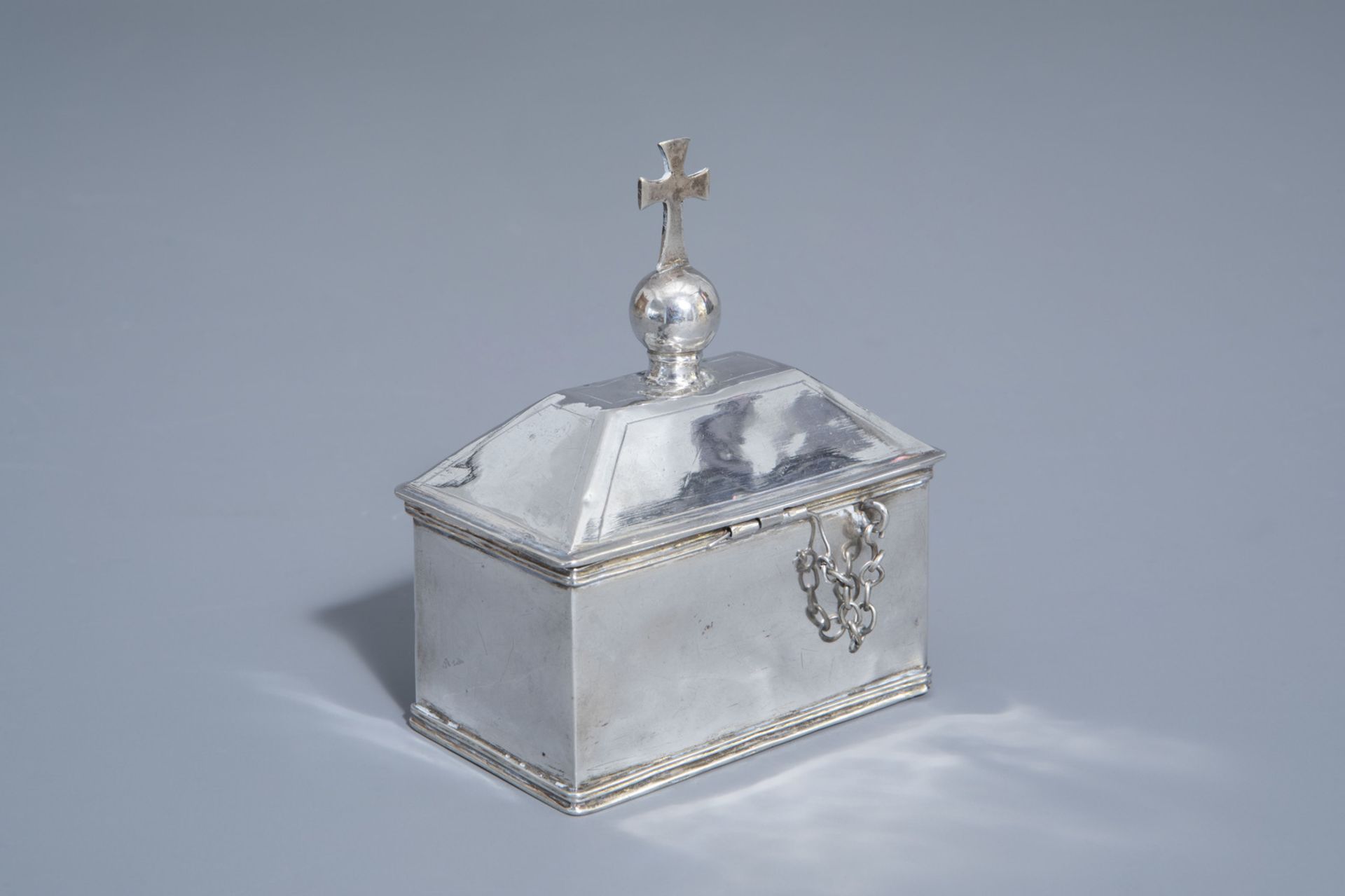 A silver chrismatory or chrismarium after a medieval example, probably France, 19th/20th C.
