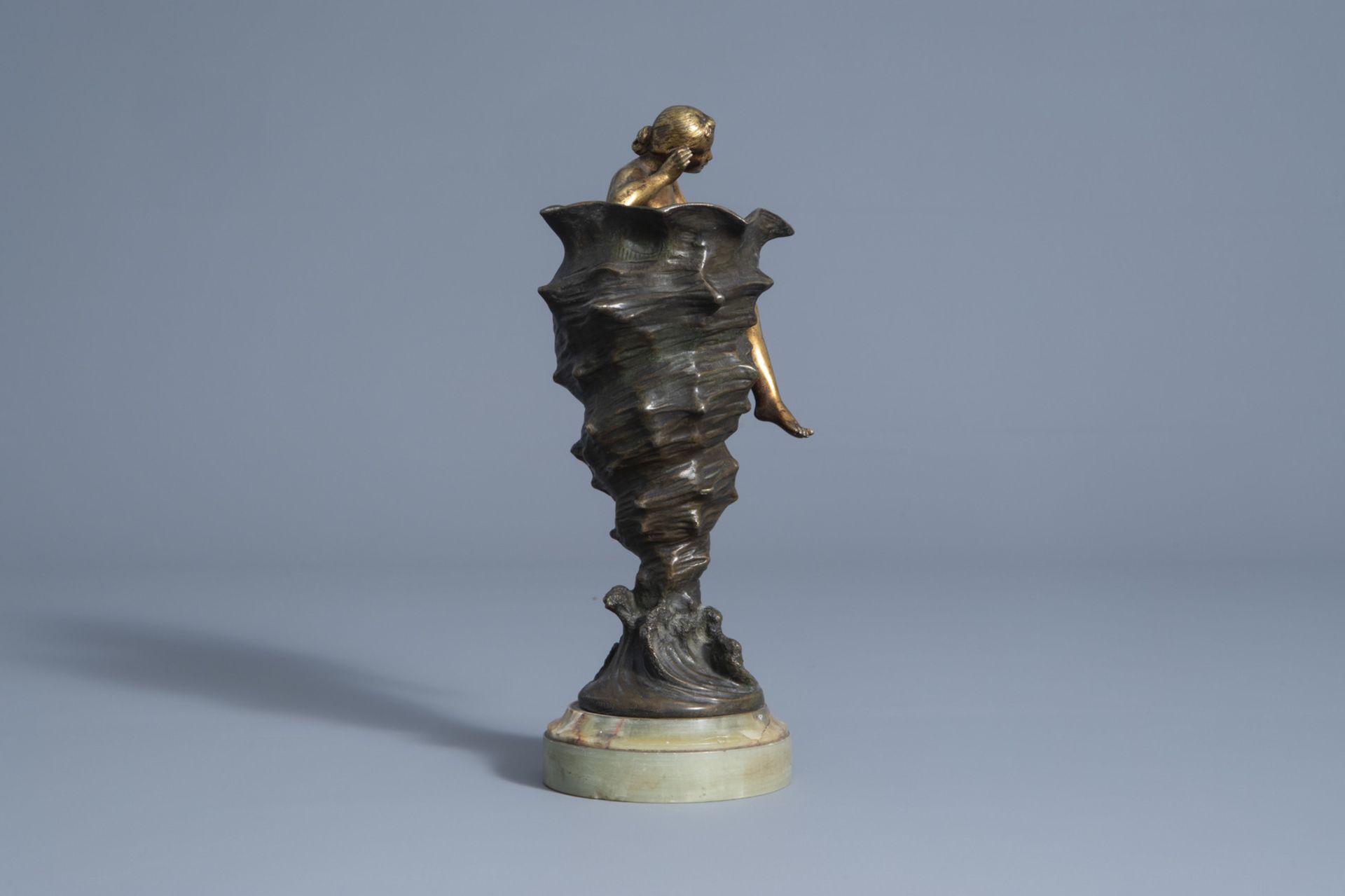 Joe Descomps (1869-1950): Rustling of the water, patinated bronze on an onyx marble base - Bild 3 aus 8