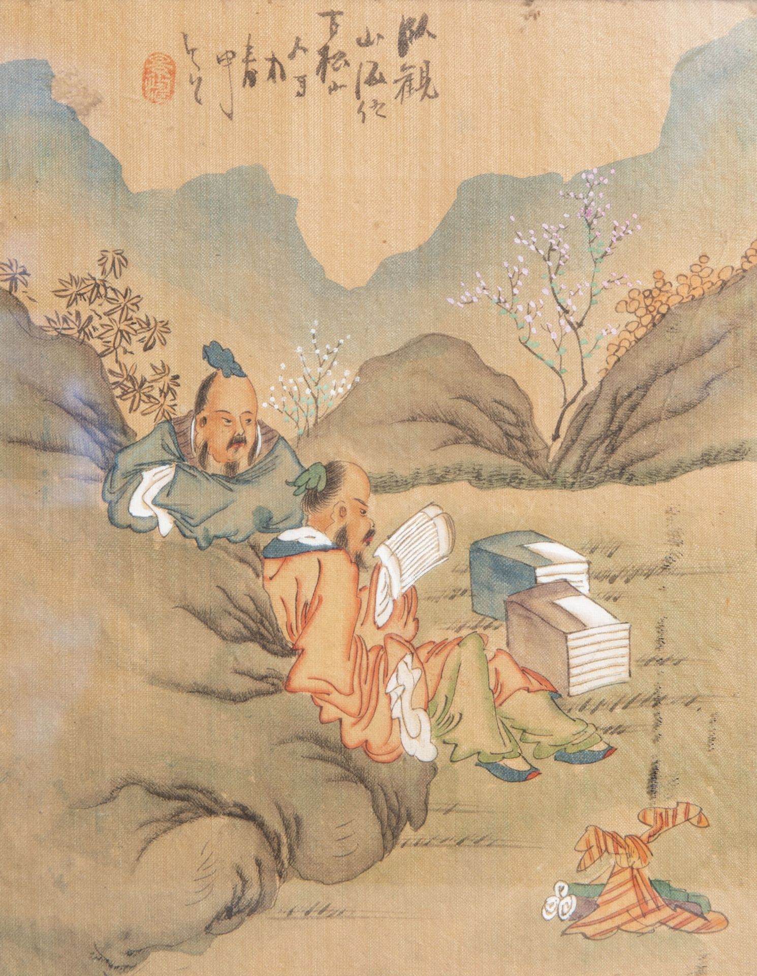 Chinese school, ink and colour on silk, 19th/20th C.: Four narrative scenes - Image 5 of 6