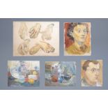 Etienne Vande Velde (1935): Five various paintings, oil on canvas, dated 1954