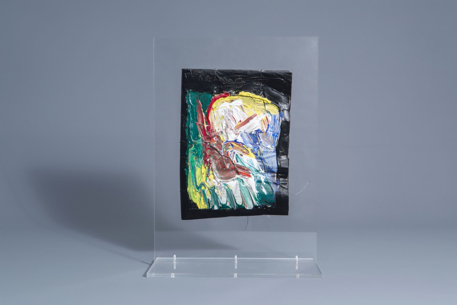 Illegibly signed (20th C.): Untitled, oil on paper on a plexiglass base, [1989] - Bild 4 aus 9