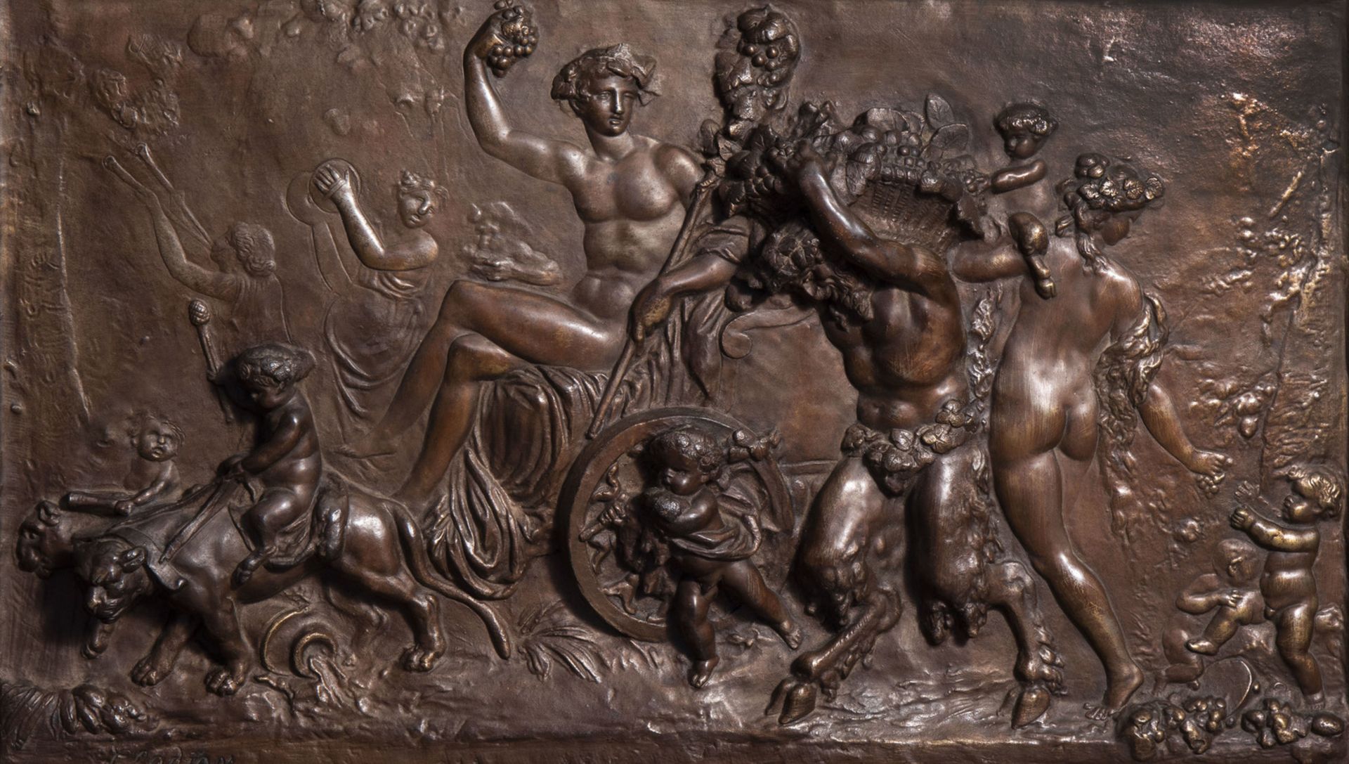 Clodion (1738-1814, after): The Triumph of Bacchus, a pair of patinated bronze plaques, 19th C. - Bild 4 aus 6