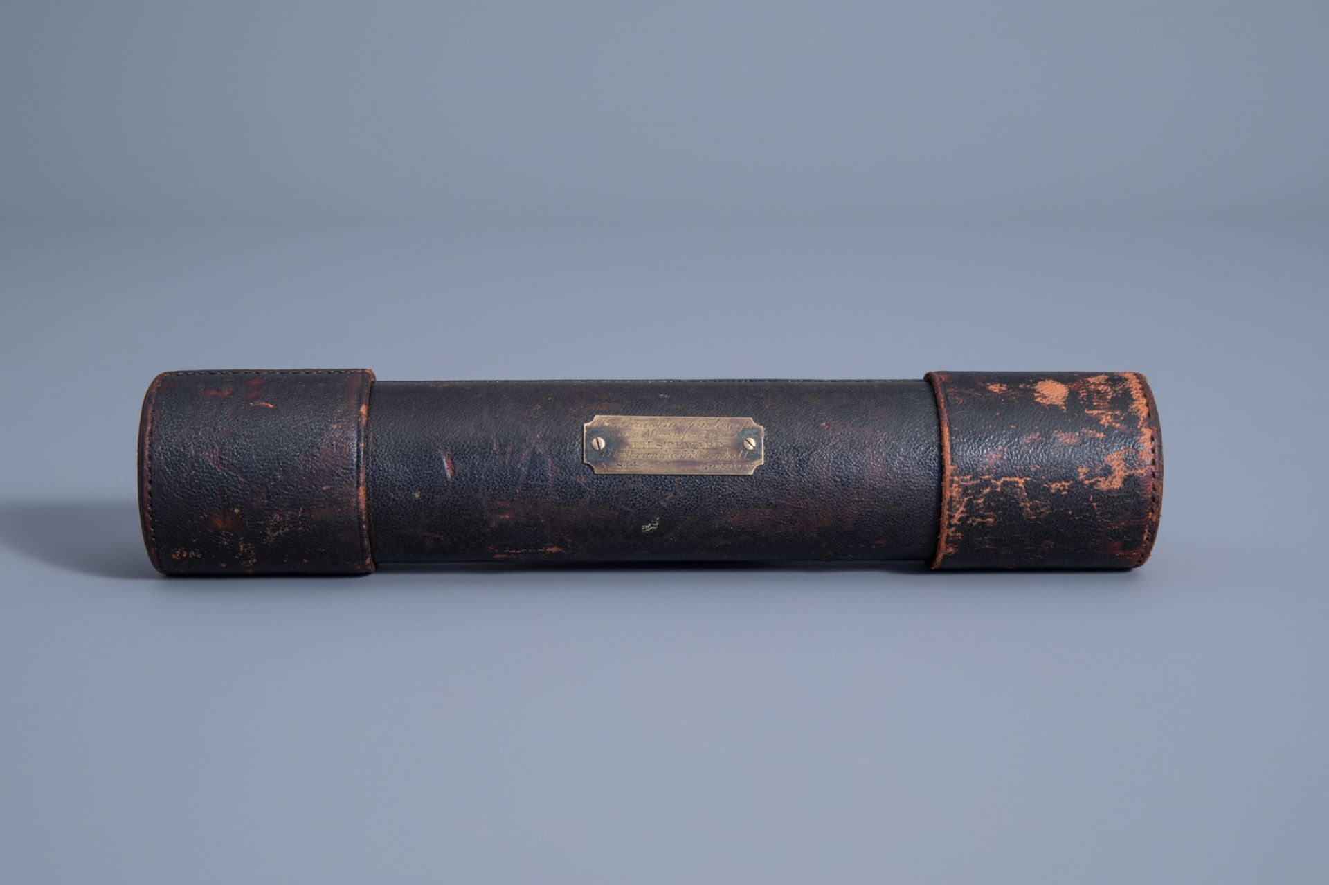 An English 'Lord Bury' telescope by J.H. Steward in the original leather upholstery, 19th C. - Bild 3 aus 17