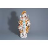 Eugenio Pattarino (1885-1971): Madonna adored by angels, polychrome decorated and gilt terracotta