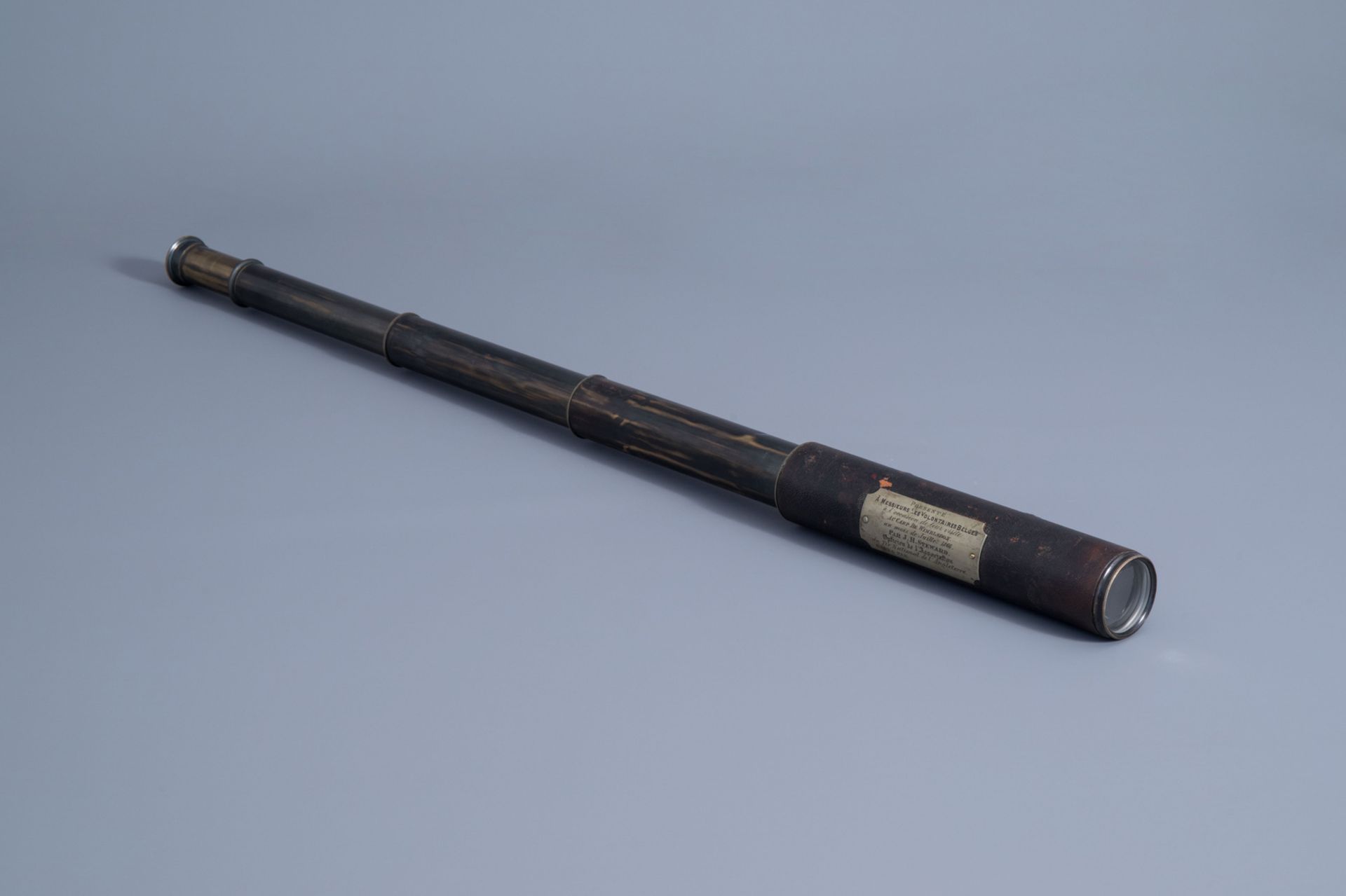 An English 'Lord Bury' telescope by J.H. Steward in the original leather upholstery, 19th C. - Bild 14 aus 17