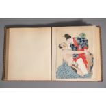 Japanese school, 19th C., ink and colour on silk: An album with 24 erotical scenes