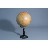 A Maison Delamarche globe on an ebonized wooden base, France, about 1900