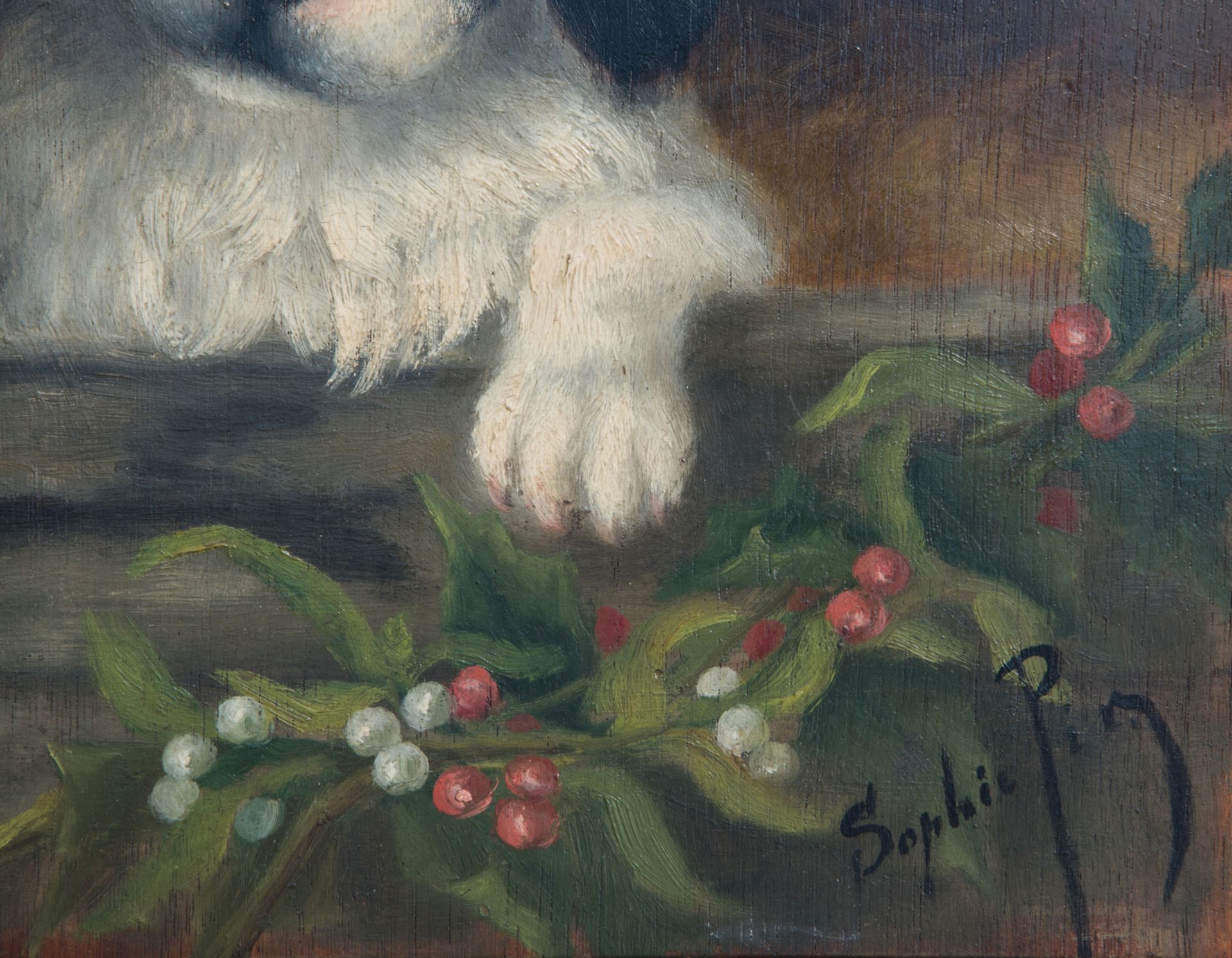 Sophie Pir (1858-1936): Favourite animal, oil on painter's palette - Bild 4 aus 4